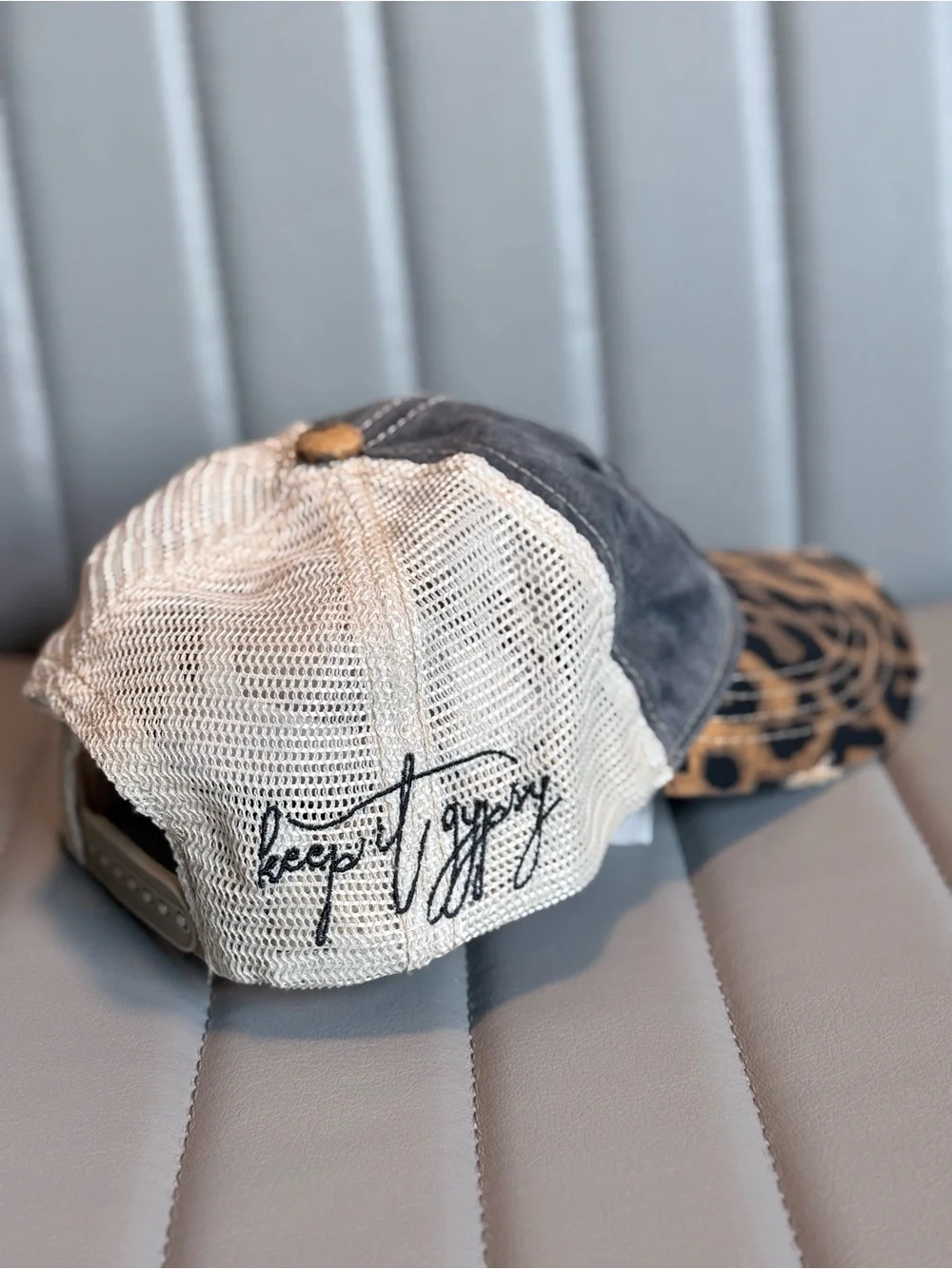 Keep it Gypsy Upcycled Louis Vuitton Patch Leopard Baseball Cap Vintage Style
